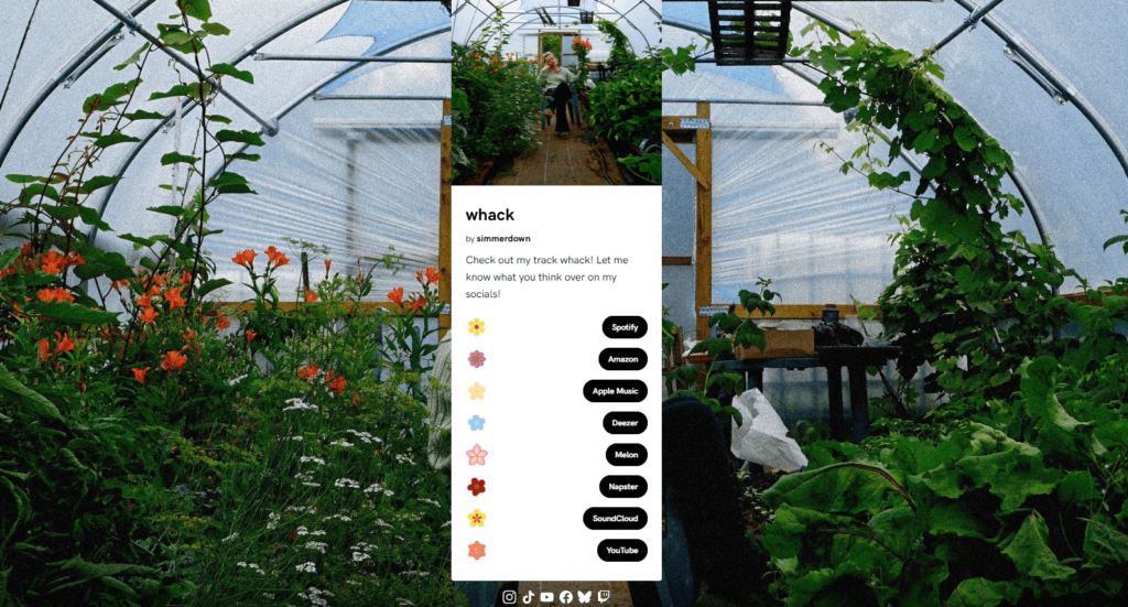 Enhance your Smart Links and connect with fans using new social media icons. Social icons at the bottom.
