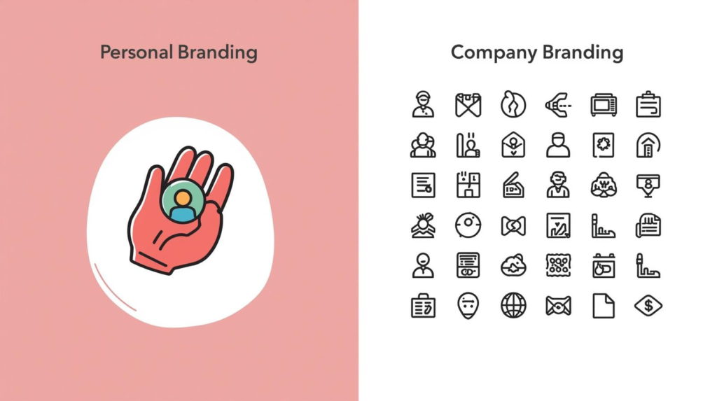 Personal brand vs business account. Personal brand vs business account graphic.