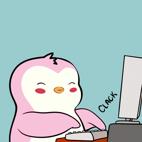Zero-click content: providing value without the click. GIF of a penguin clicking on a computer.