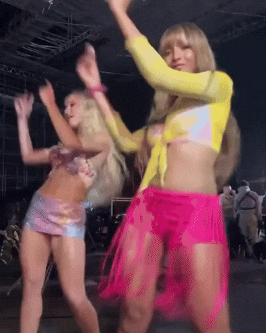 TikTok trends that are actually dangerous. Two girls doing a TikTok dance GIF.