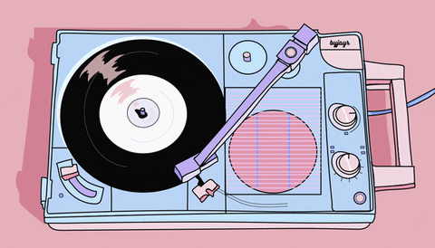DIY artist vs record label: what makes sense today? Retro turntable GIF.