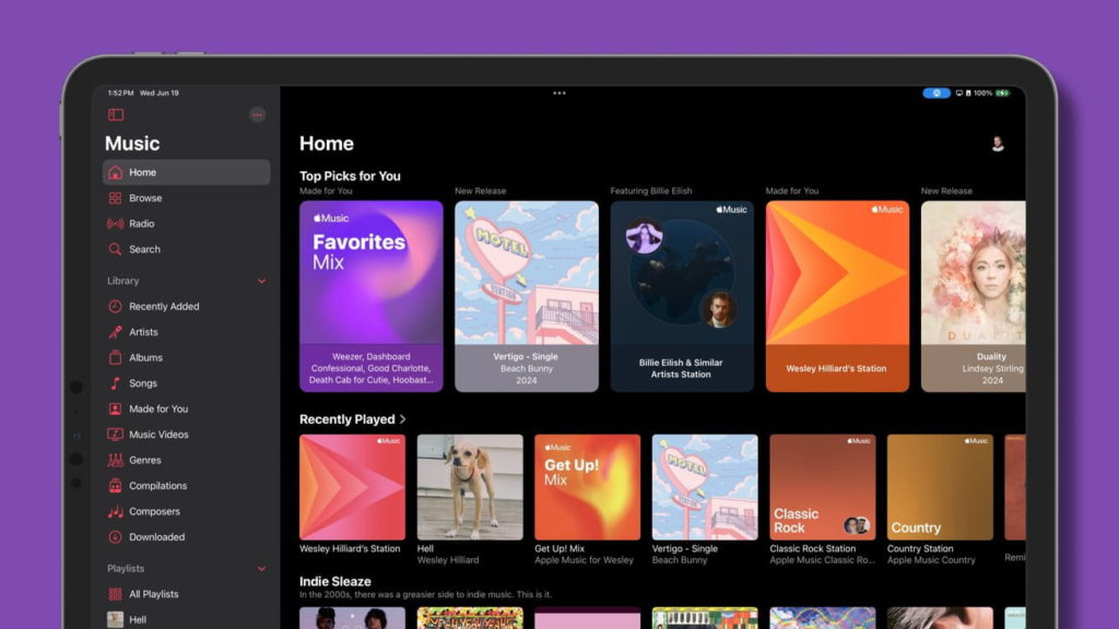 What Apple Music’s new AI tags mean for independent artists. Graphic of Apple Music desktop.