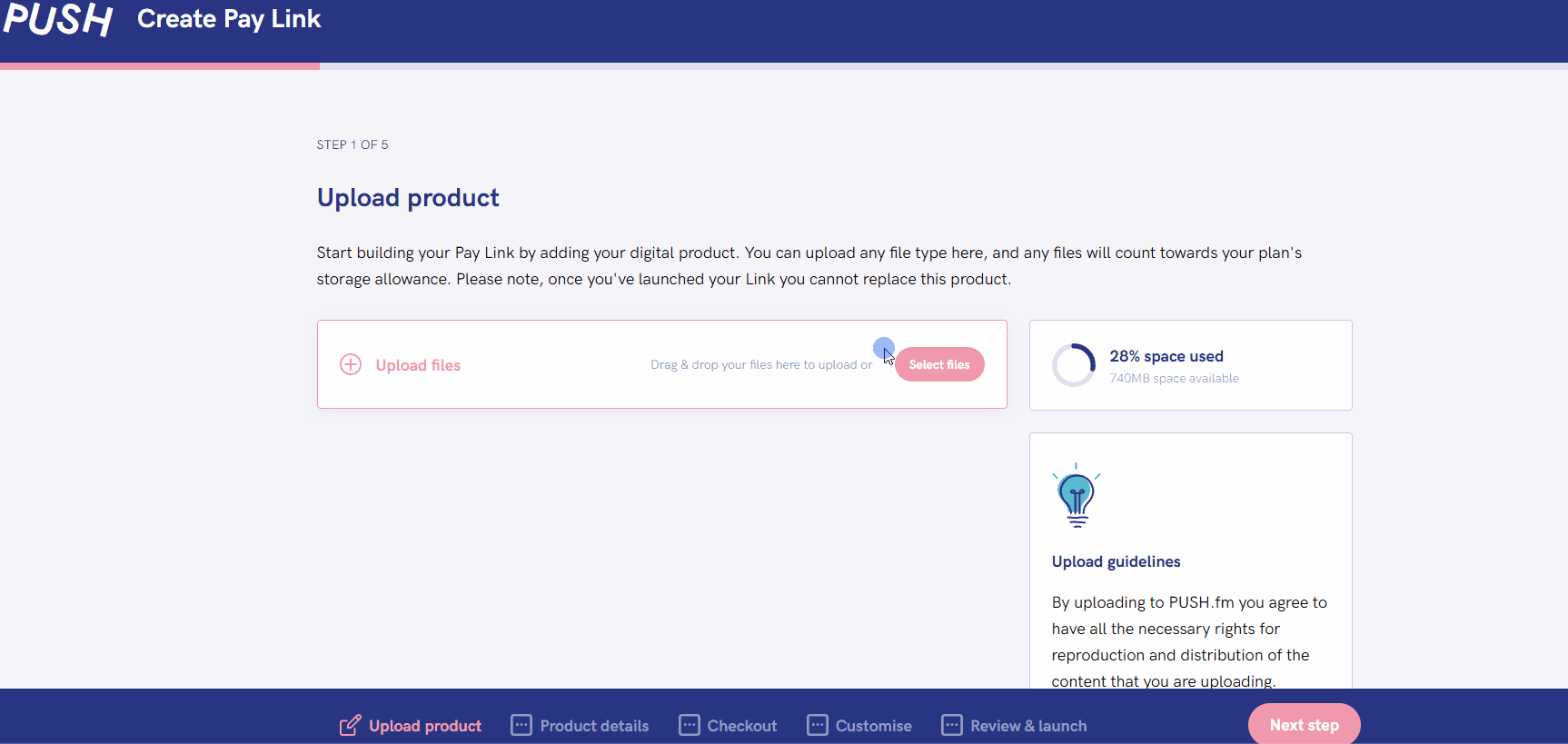 Sell your Online Course for free. GIF showing the process of uploading your course to a Pay Link.