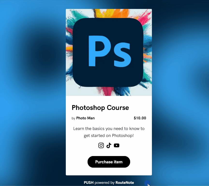 Sell your Online Course for free. GIF of an example of a Photoshop Course link.