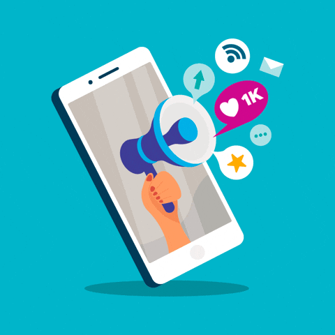 Should social media platforms regulate content more strictly? GIF of mobile phone with annoucements coming from it.