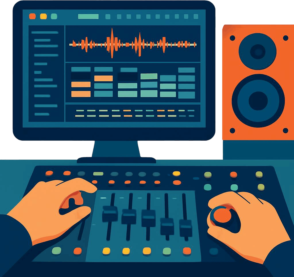 What is mixing? (And how it is different to mastering) Graphic of mixing and mastering.