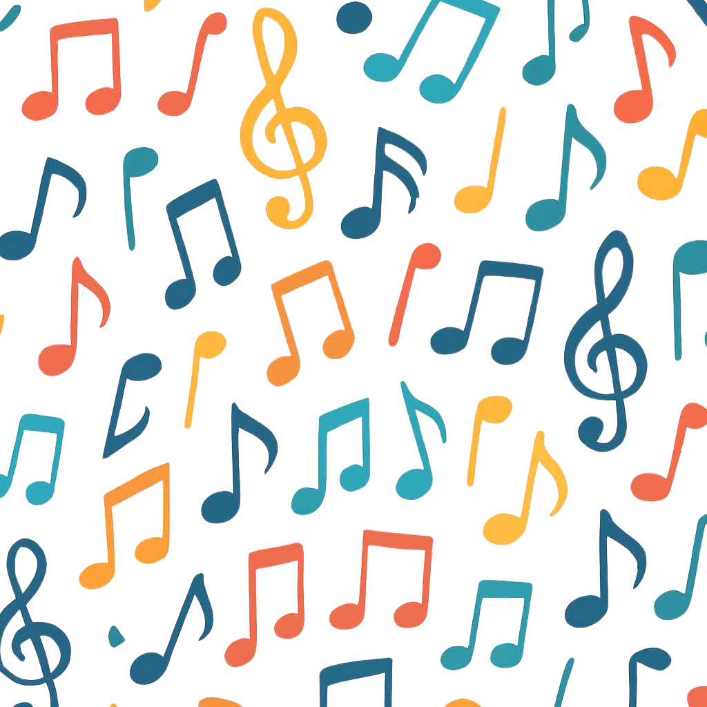 What is a sample? A beginner's guide to audio sampling. Graphic of lots of music notes in different colours.