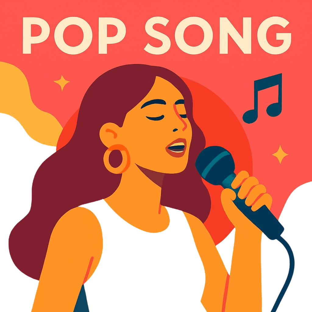 How to arrange a song: The basic structure of a pop track. Graphic of person singing into microphone.