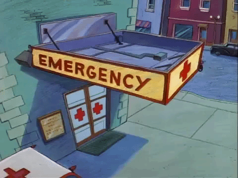What to post when you have absolutely nothing to say: 5 emergency prompts. GIF of the emergency room from Hey Arnold.