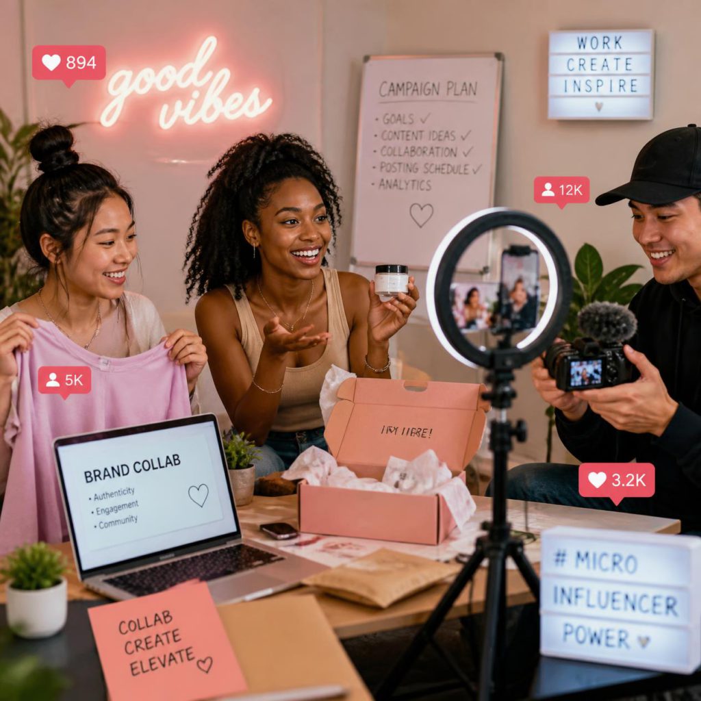 The creator’s guide to brand deals: how to pitch sponsors when you have a small audience. Graphic showing small content creators.