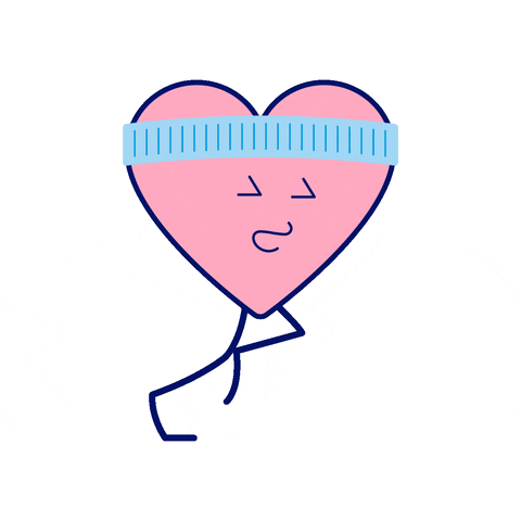 How to build a healthy relationship with social media from day one. Heart running with a sweatband on its head GIF.