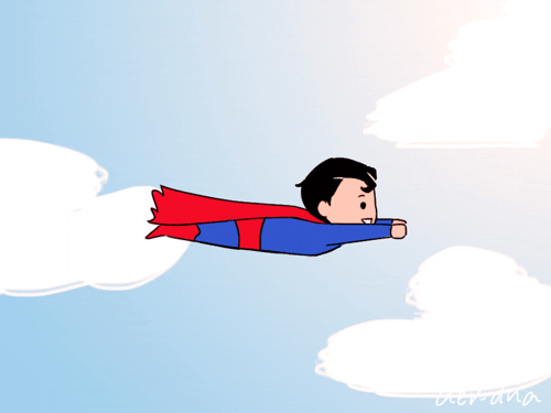 Why superfans are more valuable than streams. GIF of superman cartoon flying through the air.