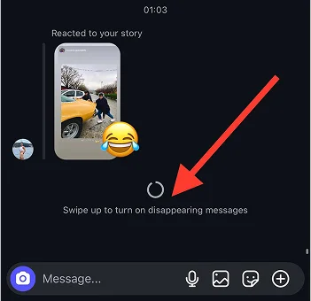 How do disappearing messages work? Screenshot of a disappearing message.