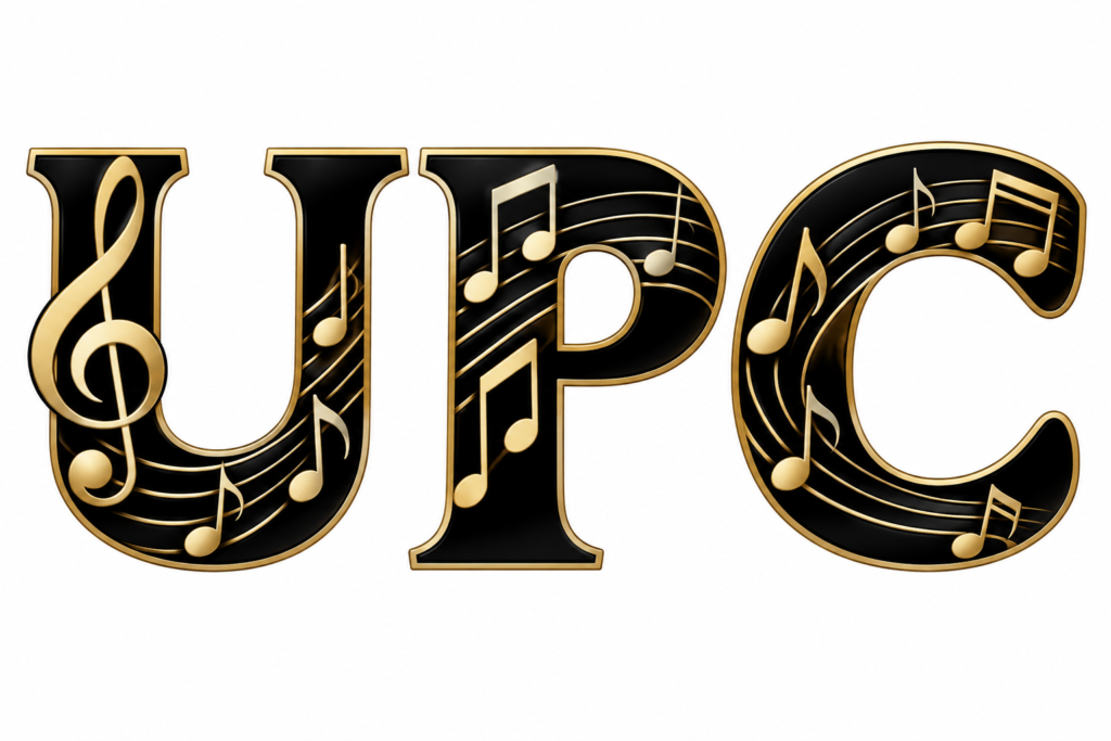 What is a UPC and when does a musician need one? UPC letters with musical notes in the letters.